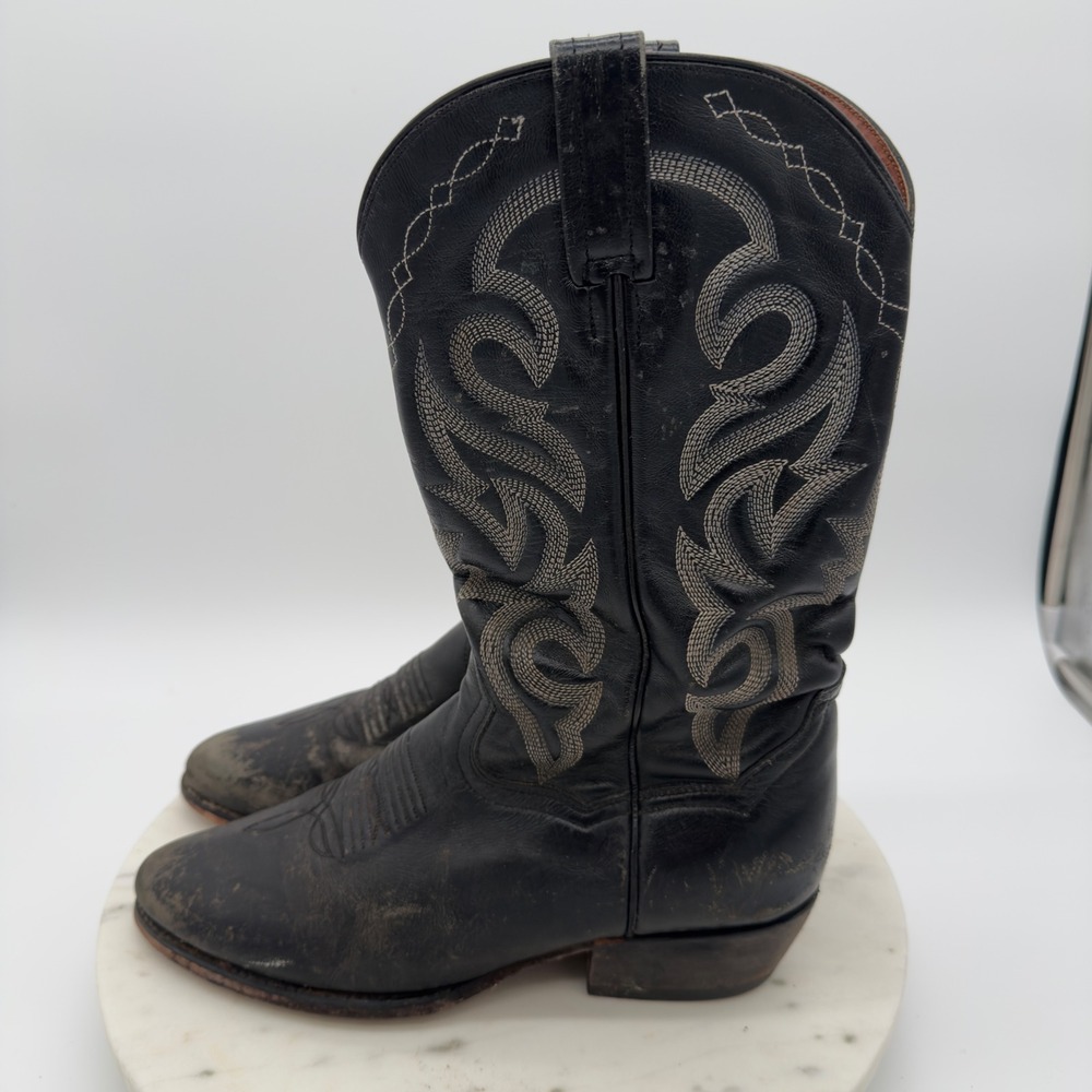 Dan Post Cowboy Boots Mens 9 D Black Leather Western Pointed Toe DP2110 R 1440 - Picture 3 of 10